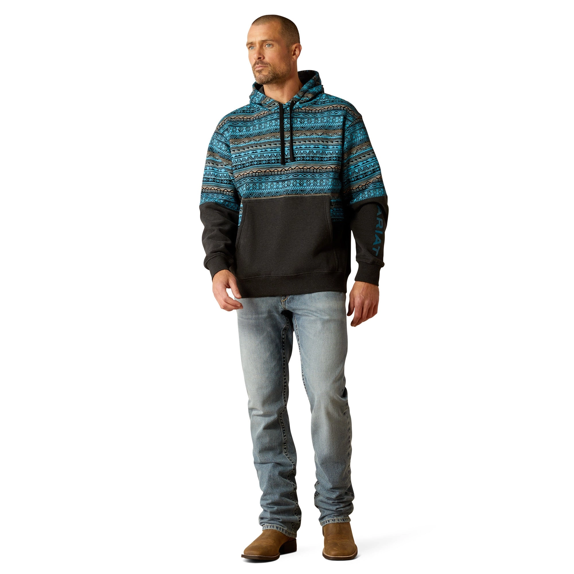 Ariat Mens Aztec Inspired Hoodie Turquoise 10052450