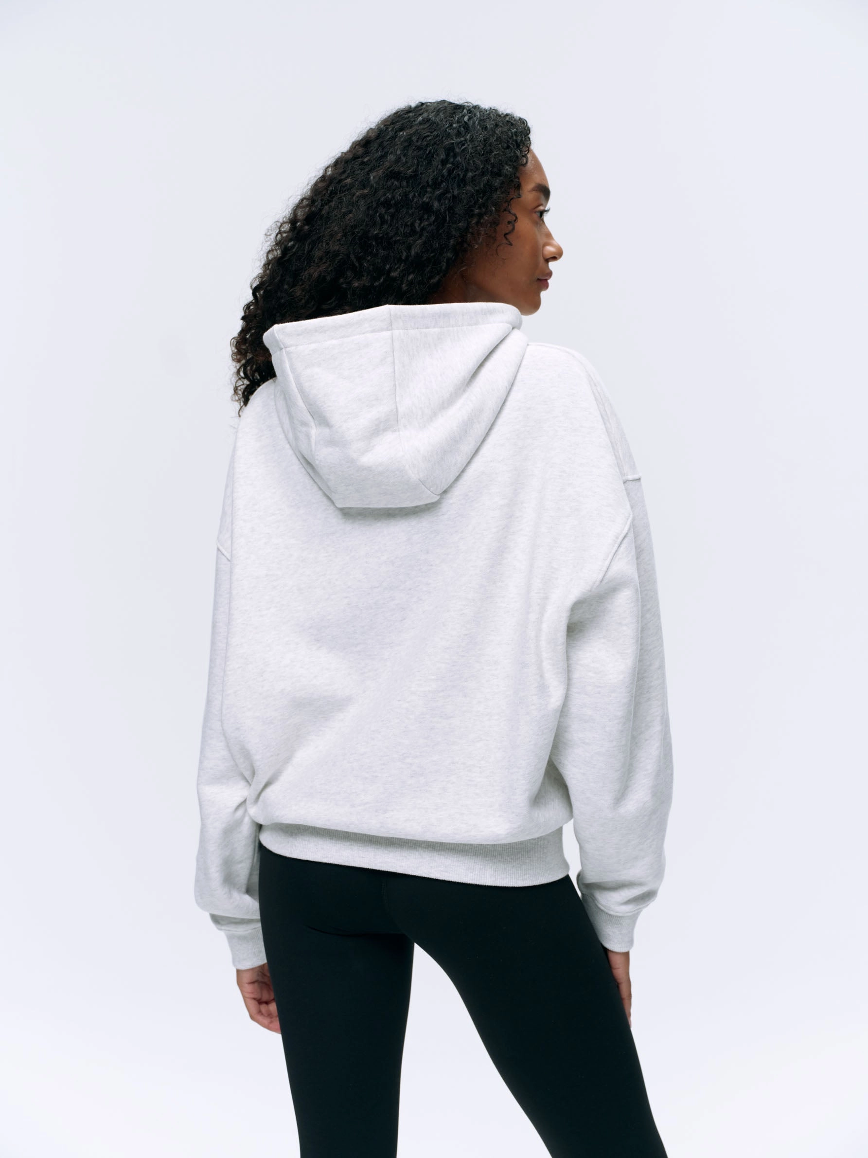 AS Double Zip Relaxed Hoodie - Light Grey Melange/Sea Green