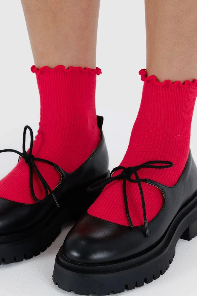 Baggu Set of 2 Lavender & Red Cotton Socks