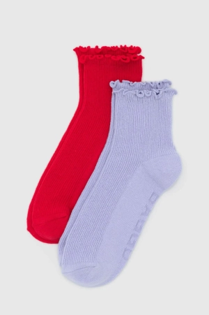 Baggu Set of 2 Lavender & Red Cotton Socks