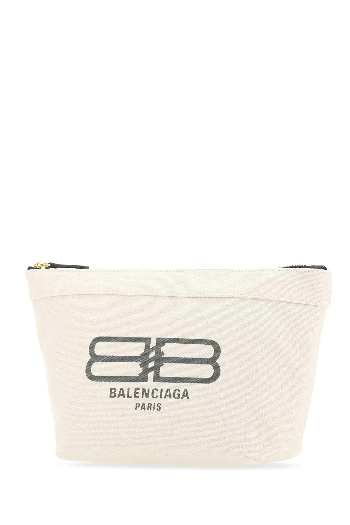 Balenciaga Logo Printed Zipped Clutch Bag