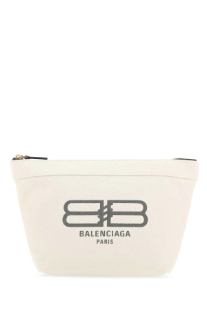 Balenciaga Logo Printed Zipped Clutch Bag