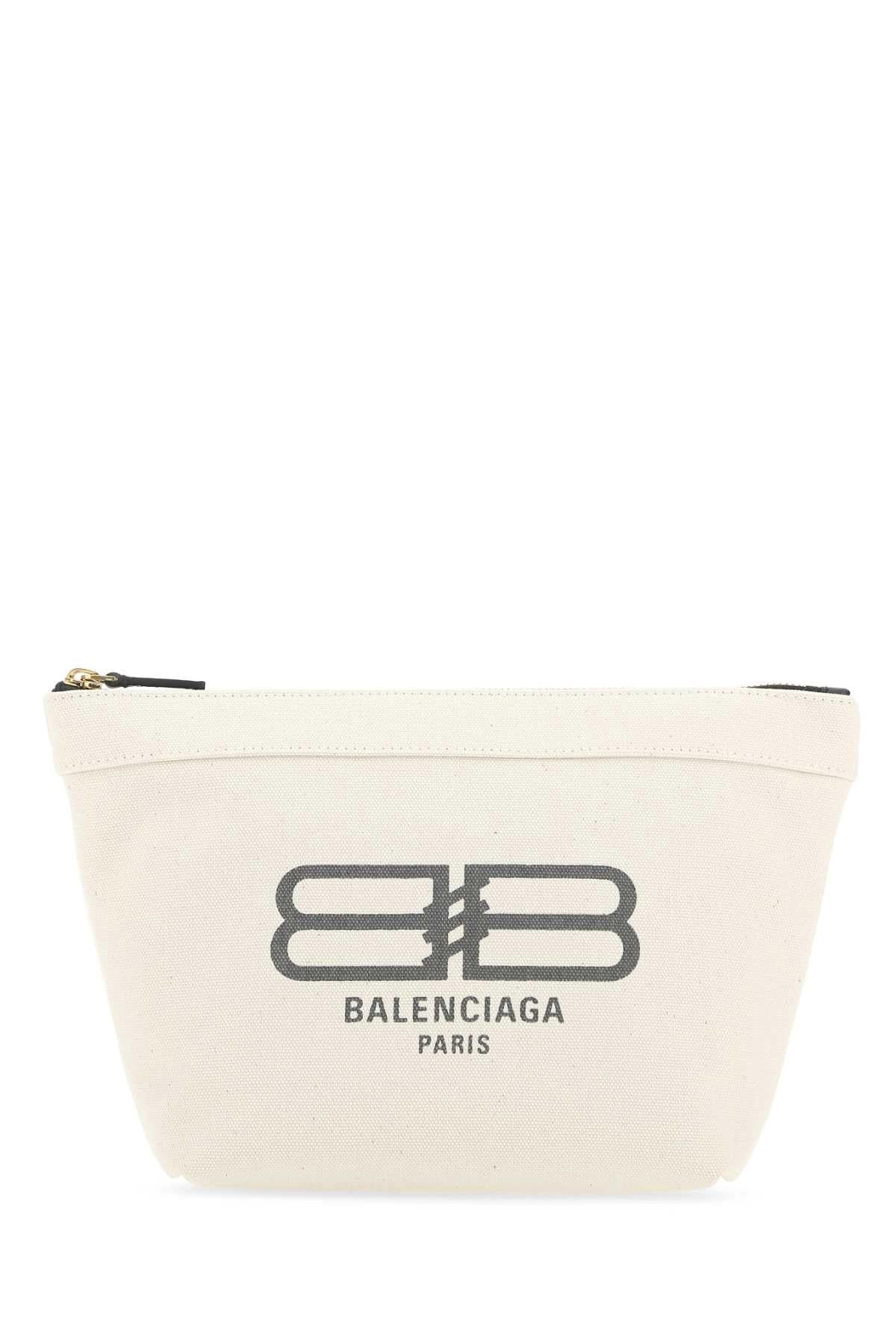 Balenciaga Logo Printed Zipped Clutch Bag