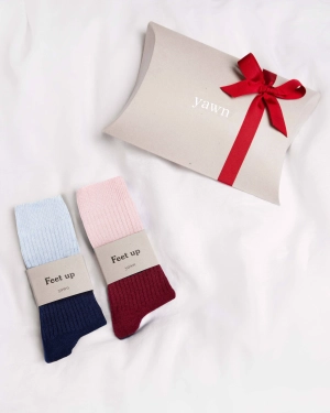Bed Socks Gift Set Navy & Red