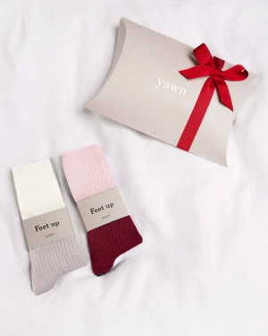 Bed Socks Gift Set Red & Grey