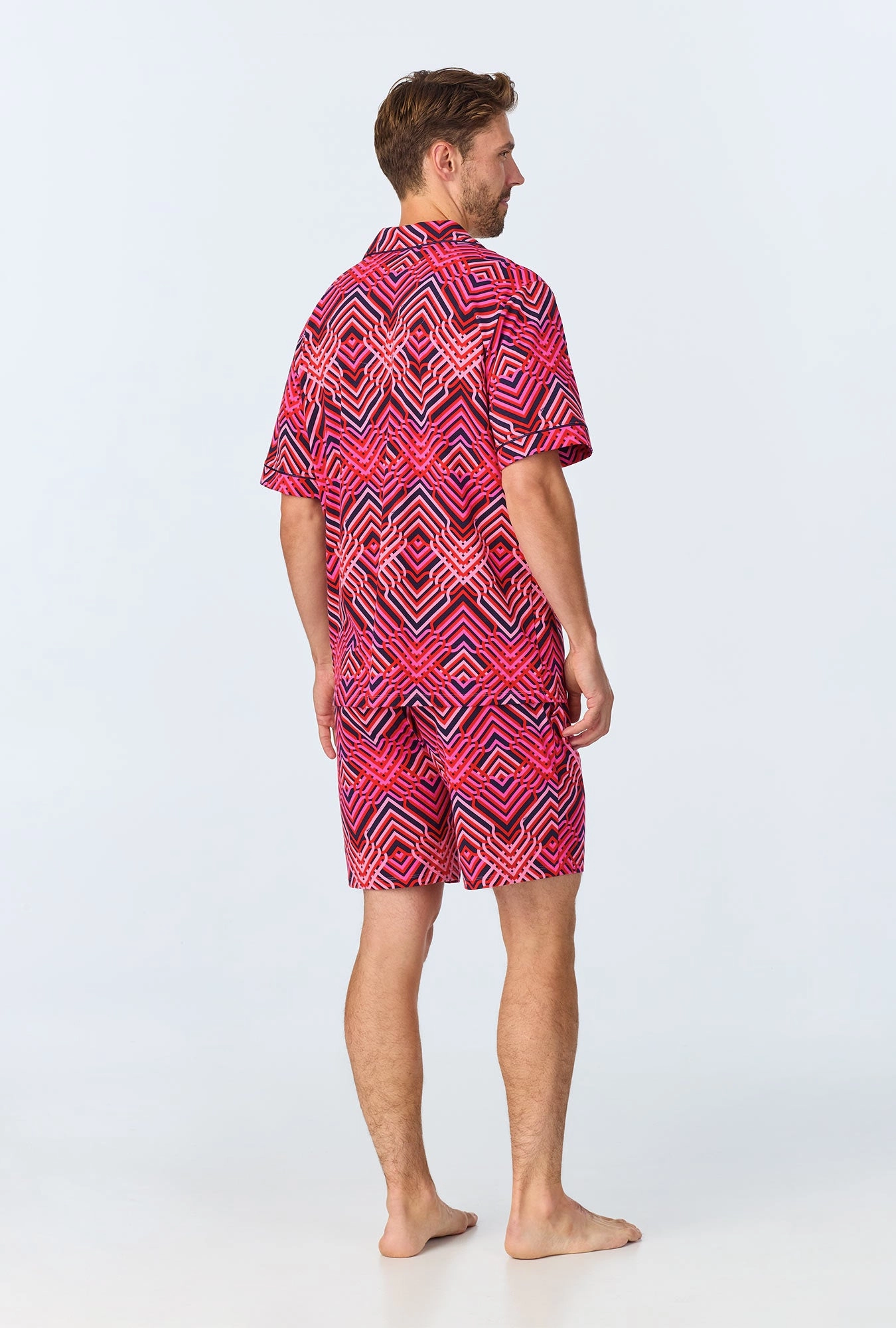 BedHead x Mr. Turk Geo Trellis Men's Short Sleeve Notch Stretch Jersey Short PJ Set