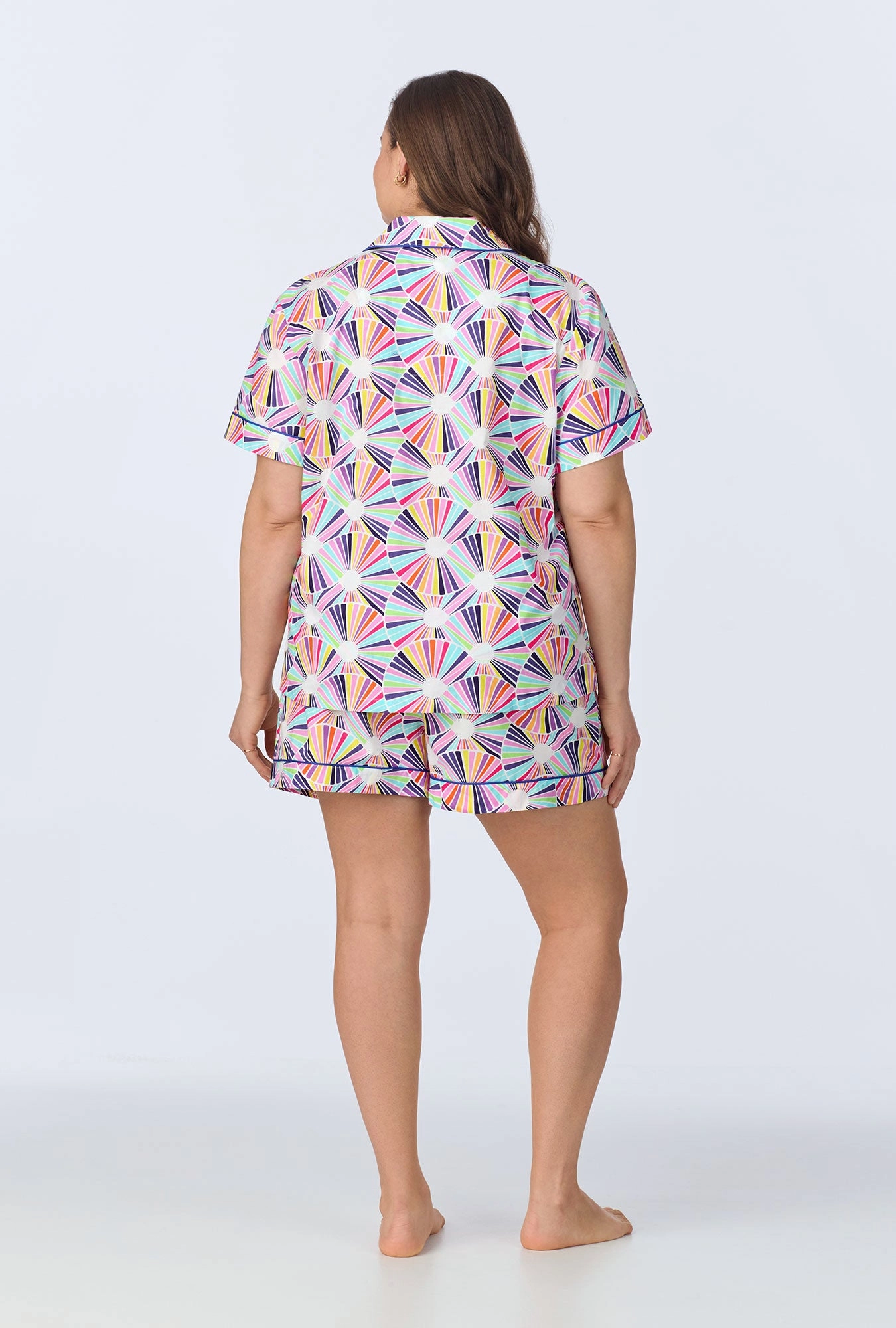 BedHead x Trina Turk Fanfare Short Sleeve Classic Woven Cotton Poplin Shorty PJ Set