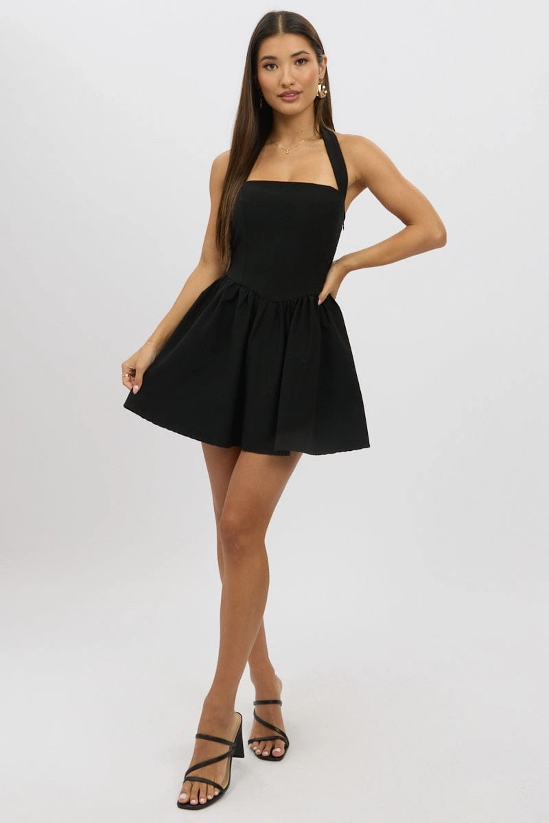 Black Halter Neck Mini Dress