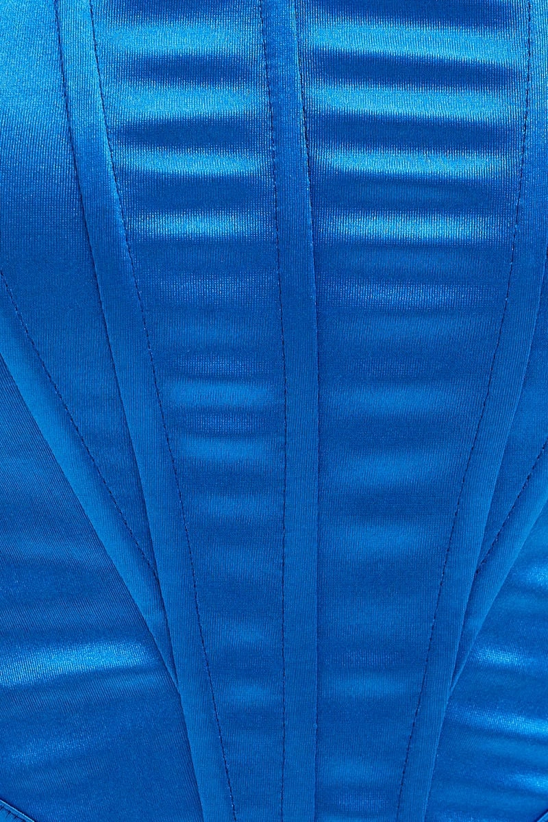 Blue Strapless Boned Corset Top
