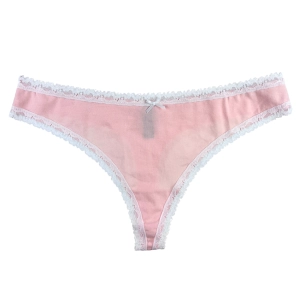 Blush Cotton Lace Trim Thong