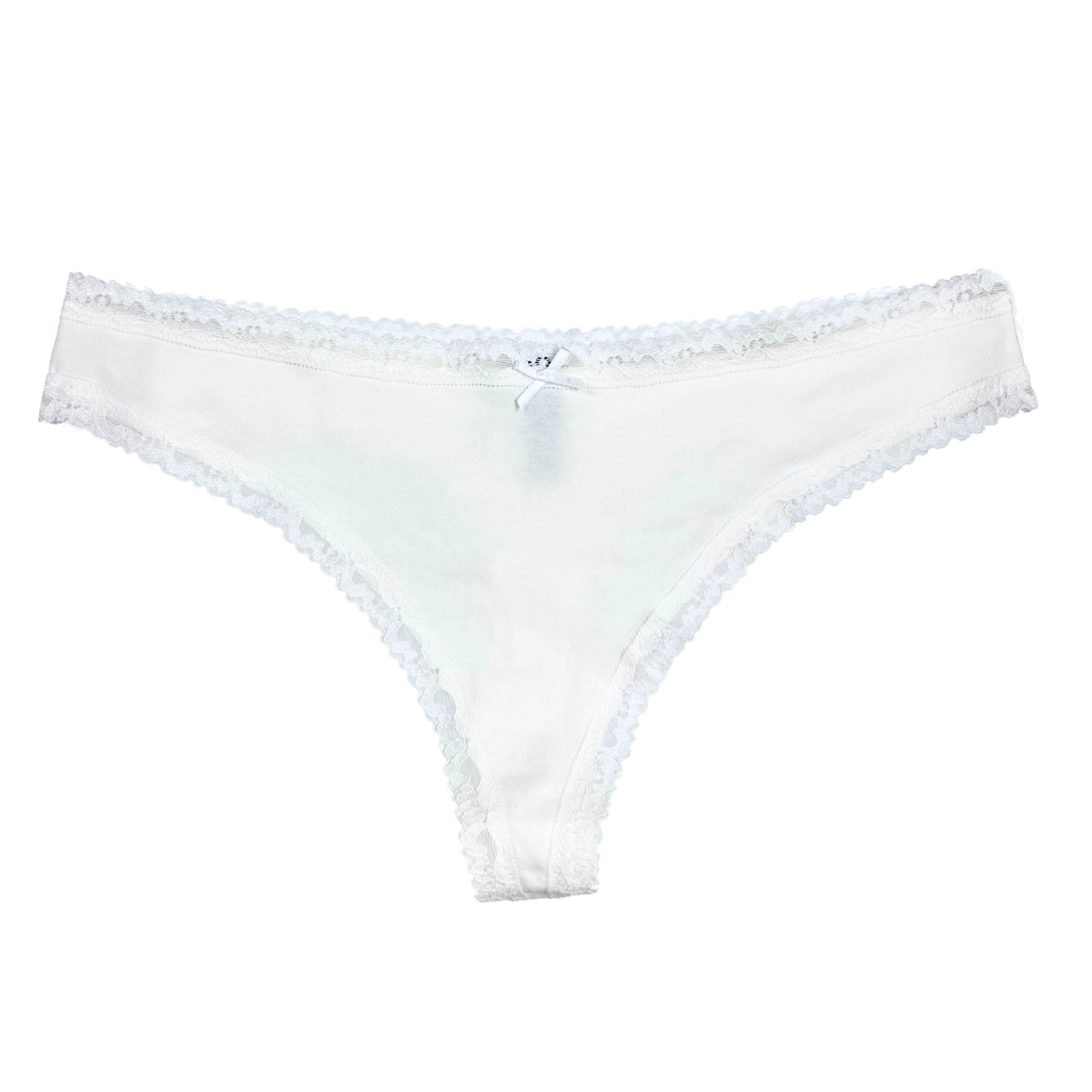 Blush Cotton Lace Trim Thong
