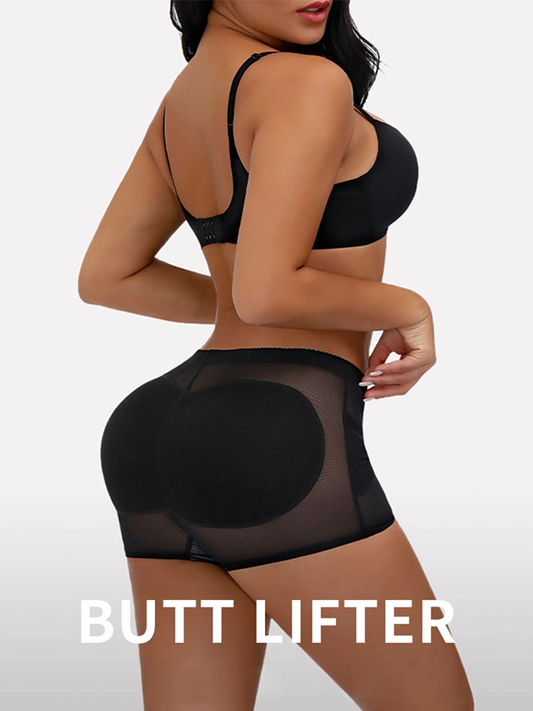 Breathable Lace Seamless Padded Hip Enhancer Boyshort