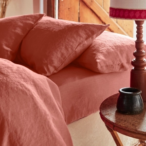 Burnt Orange 100% Linen Fitted Sheet