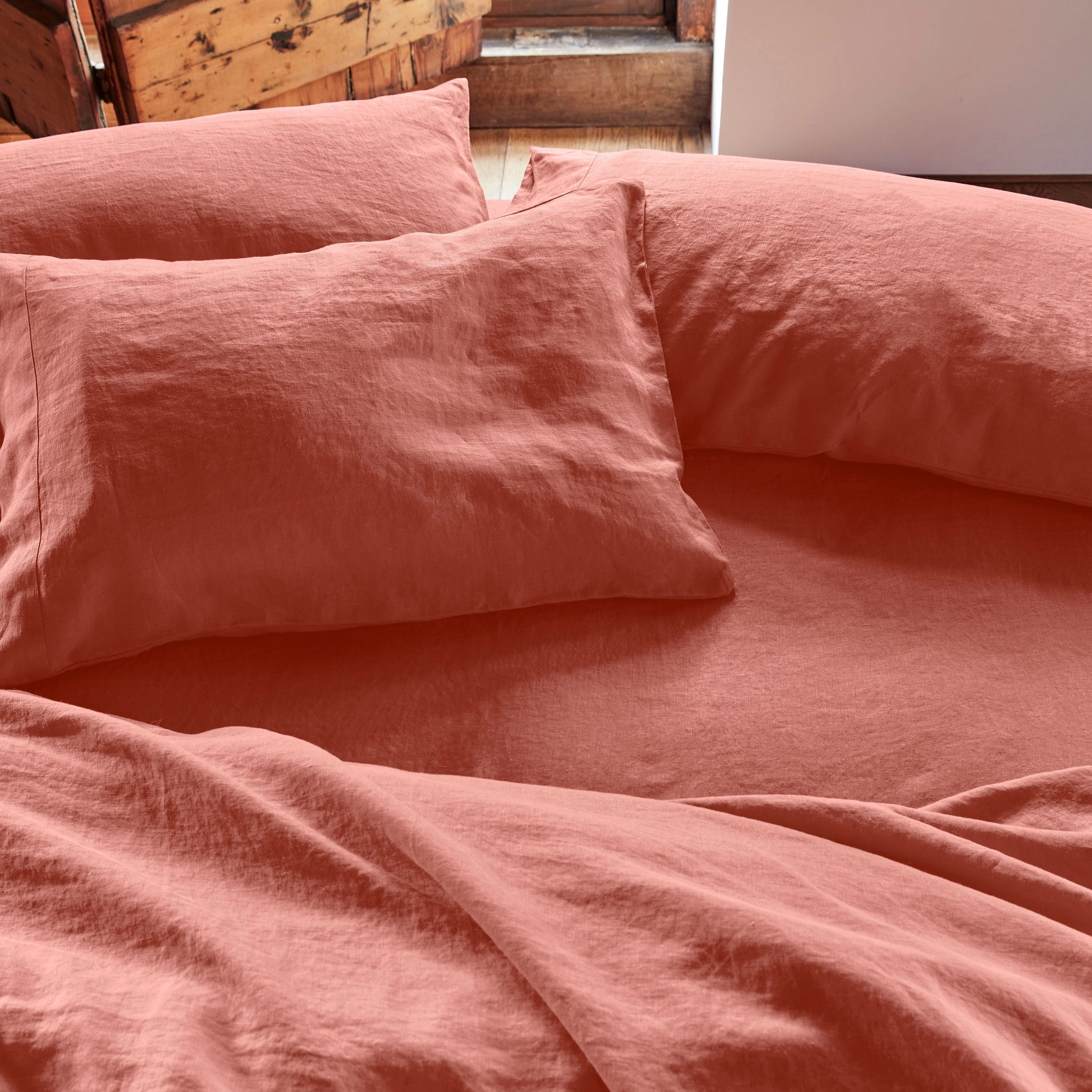 Burnt Orange 100% Linen Pillowcases (Pair)