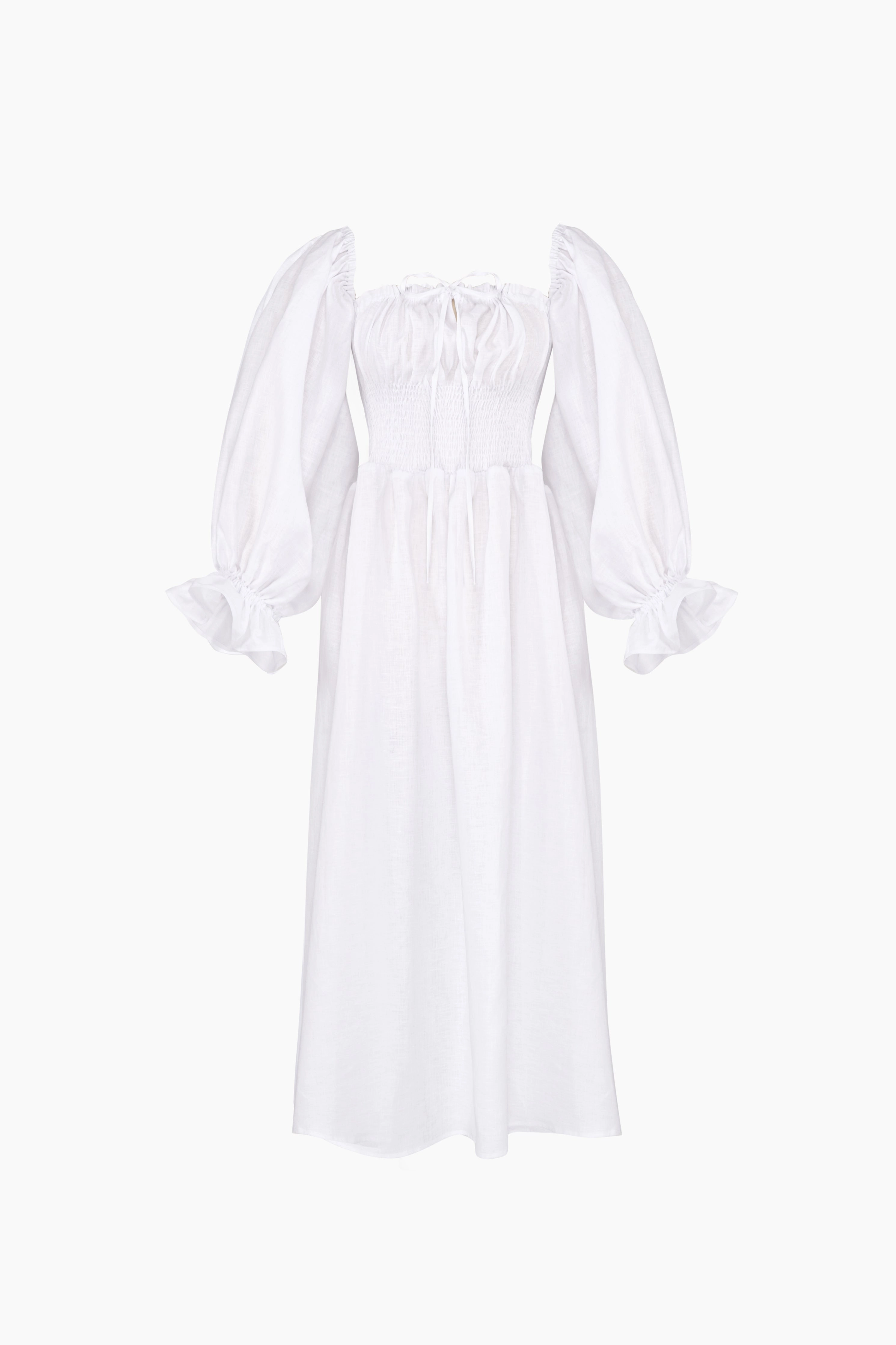 Cancan Linen Maxi Dress in Milk