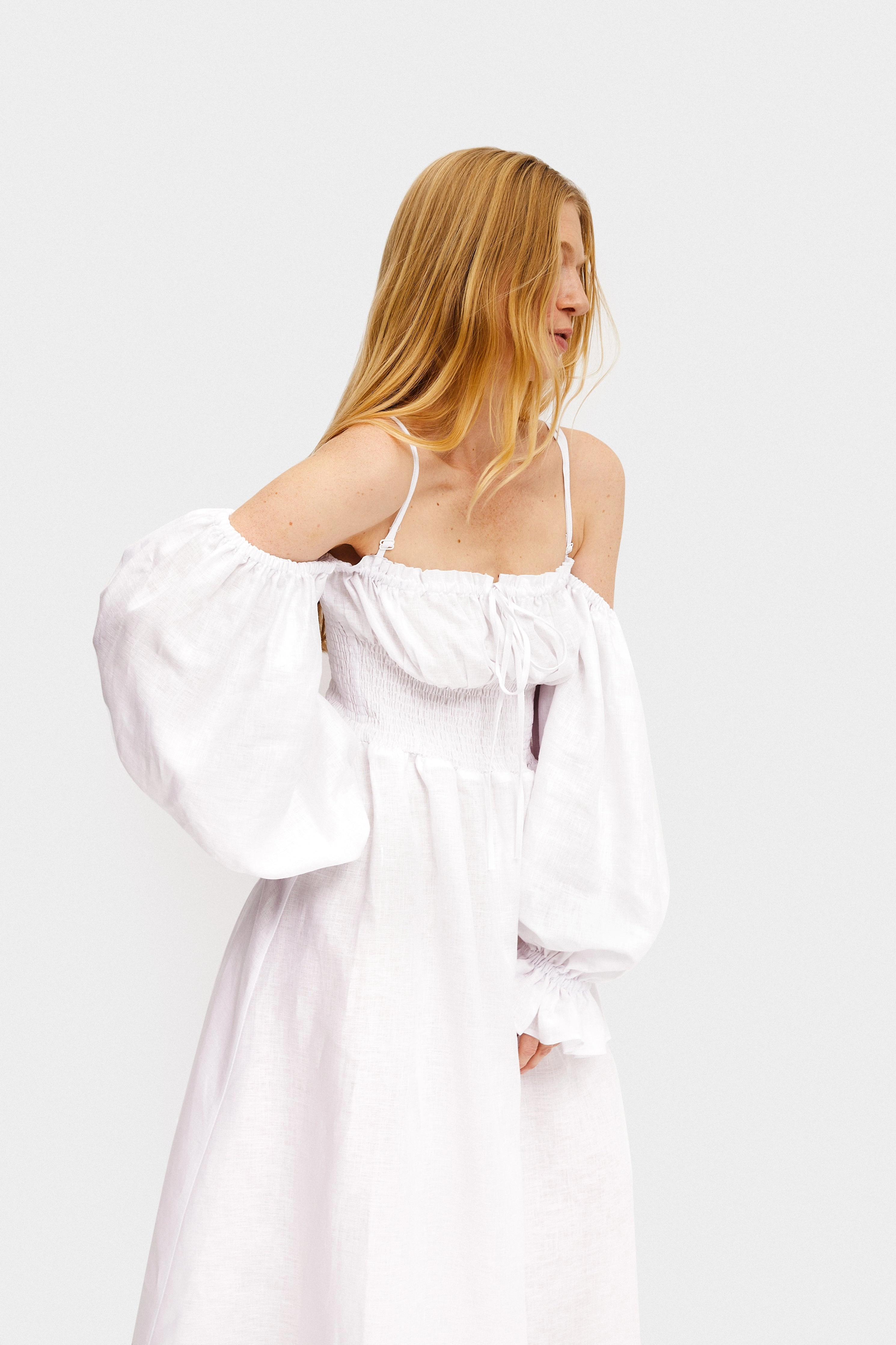 Cancan Linen Maxi Dress in Milk