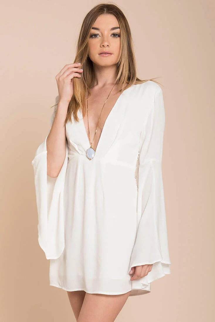 Carmen Bell Sleeve Dress White