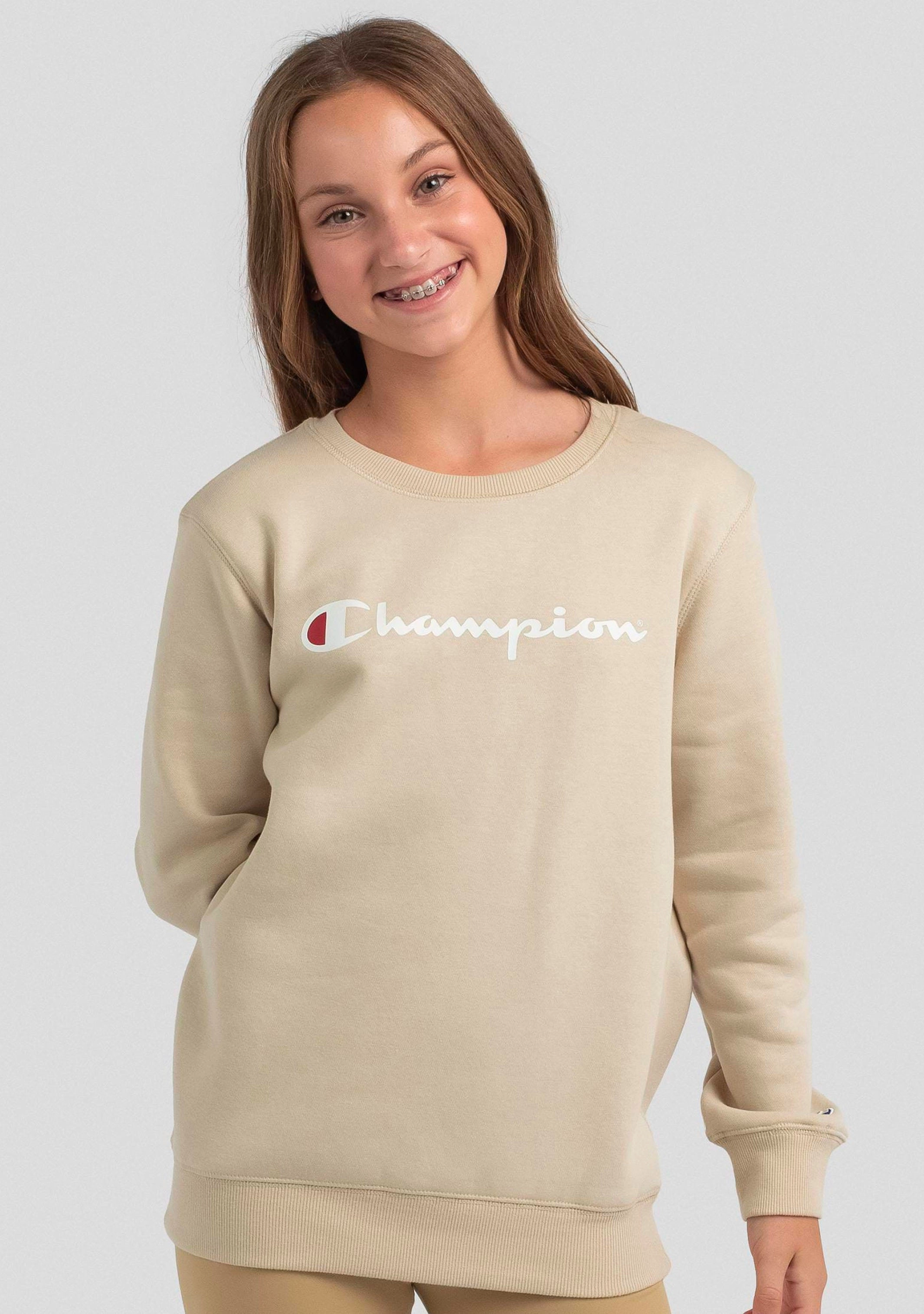 Champion Junior Script Logo Crew Beige