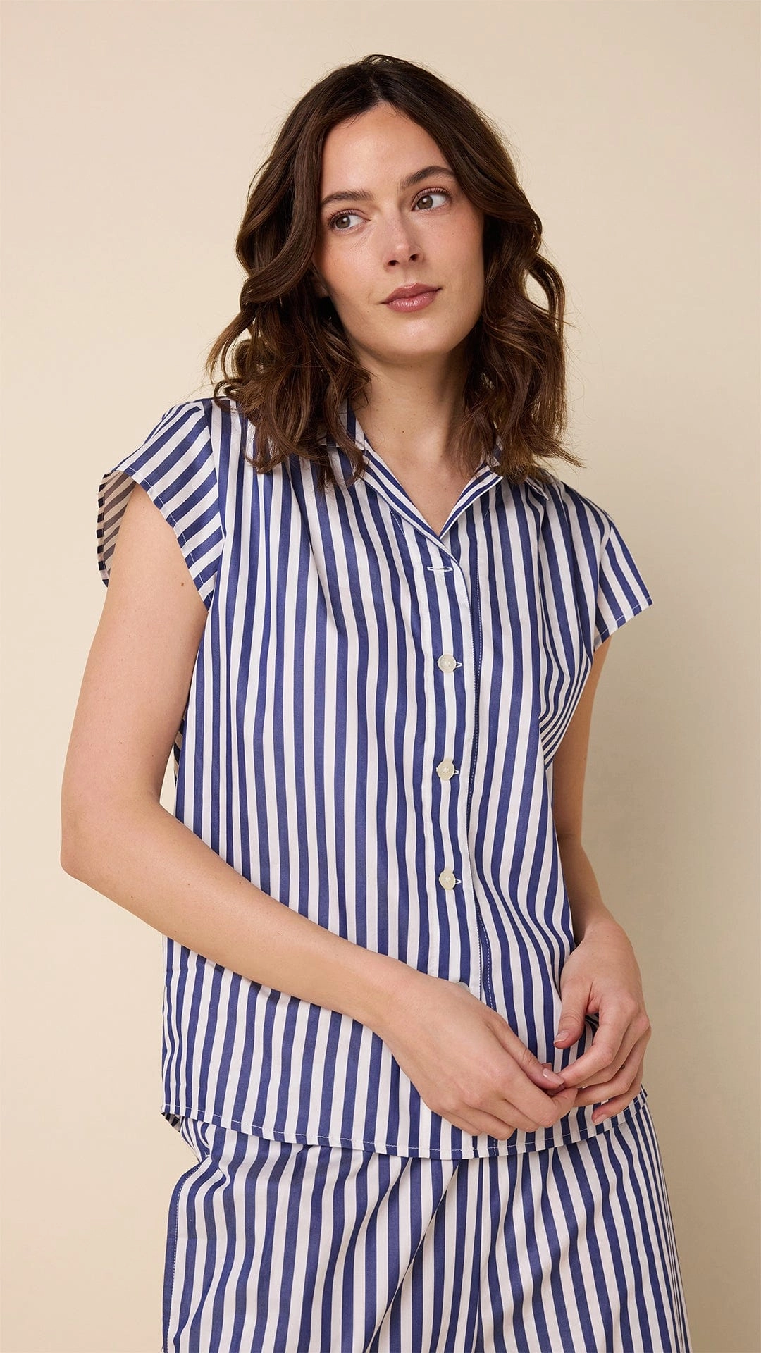 Classic Stripe Luxe Pima Capri - Navy