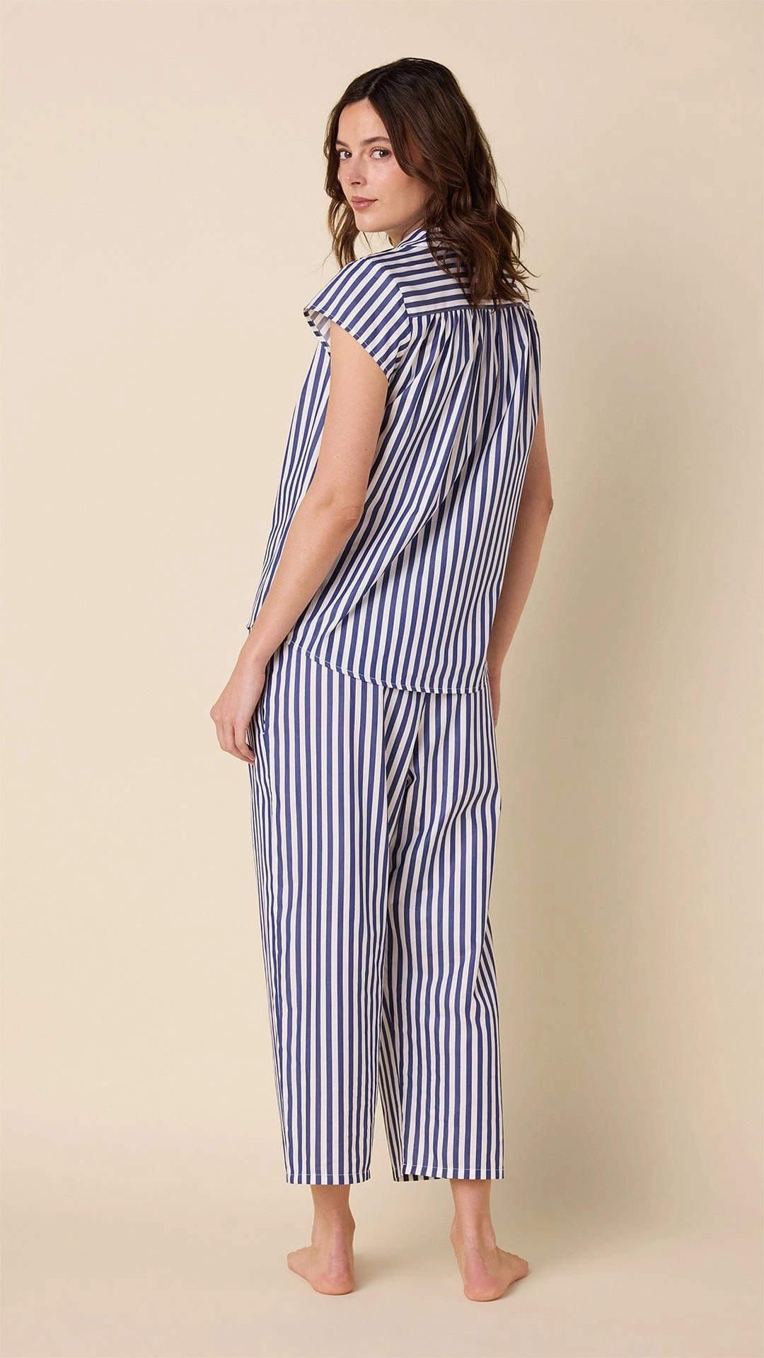 Classic Stripe Luxe Pima Capri - Navy