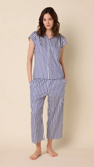 Classic Stripe Luxe Pima Capri - Navy