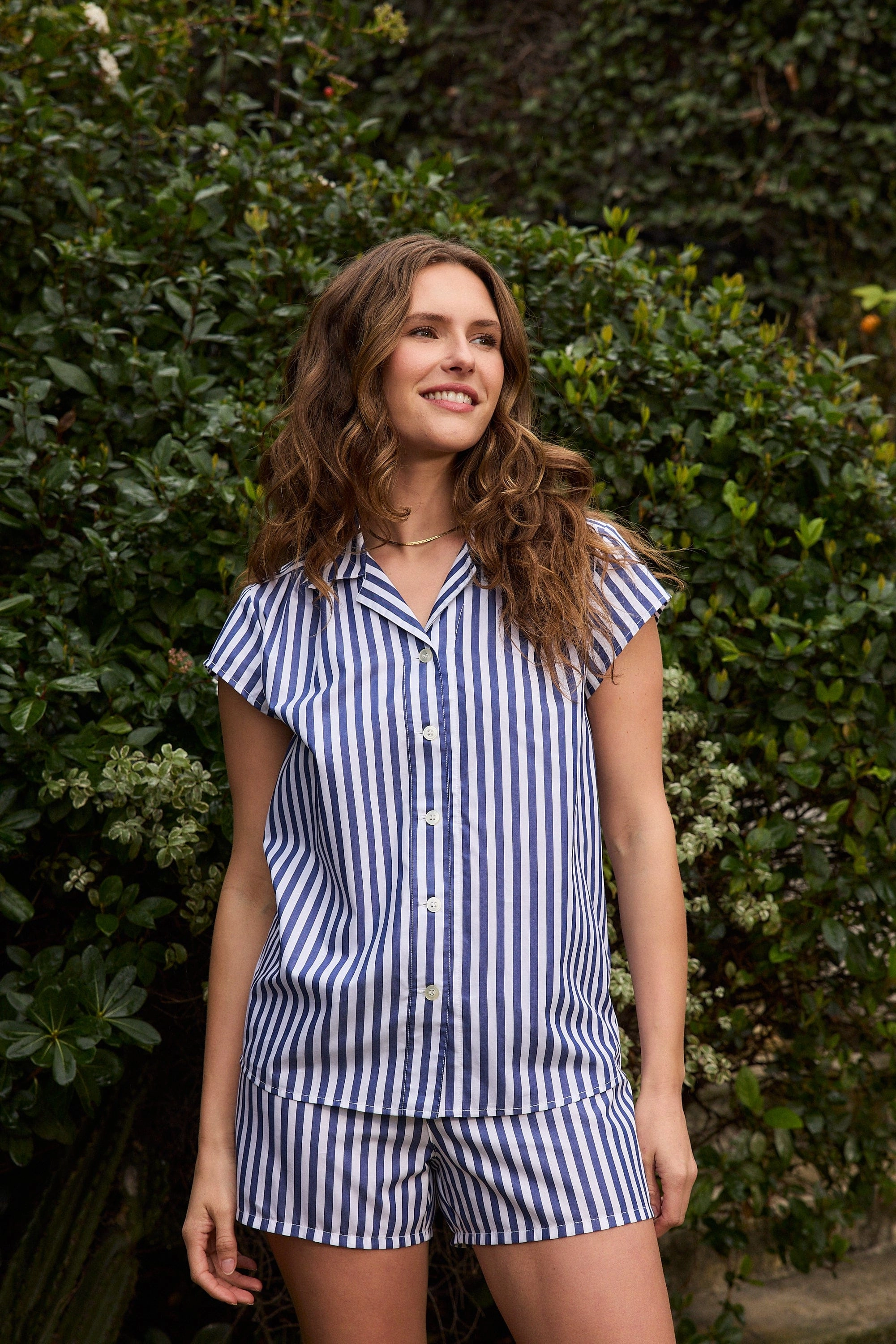 Classic Stripe Luxe Pima Short Set - Navy