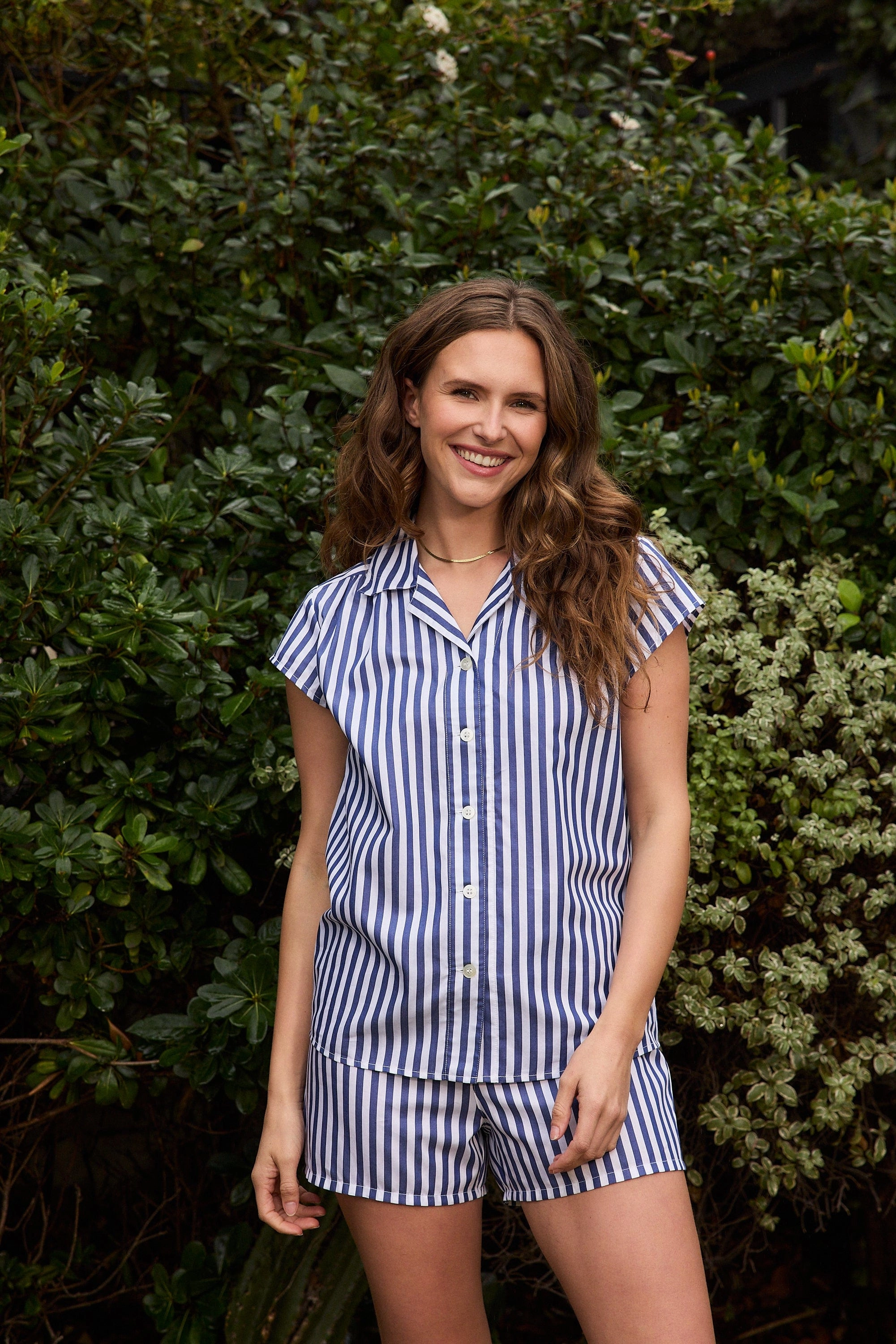 Classic Stripe Luxe Pima Short Set - Navy