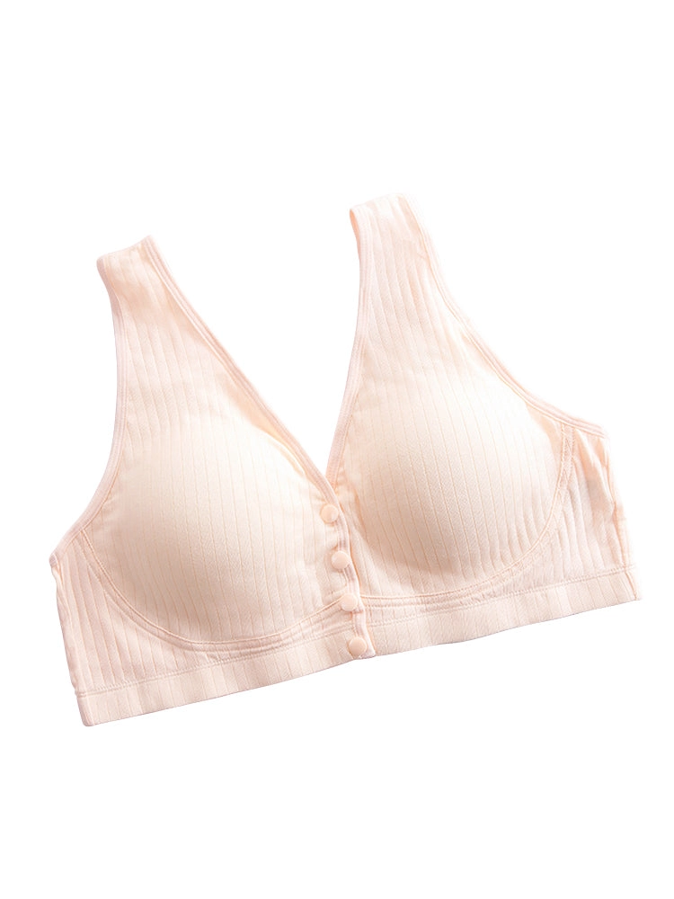 Comfort Cotton Thin Front Button Close Wireless Bra