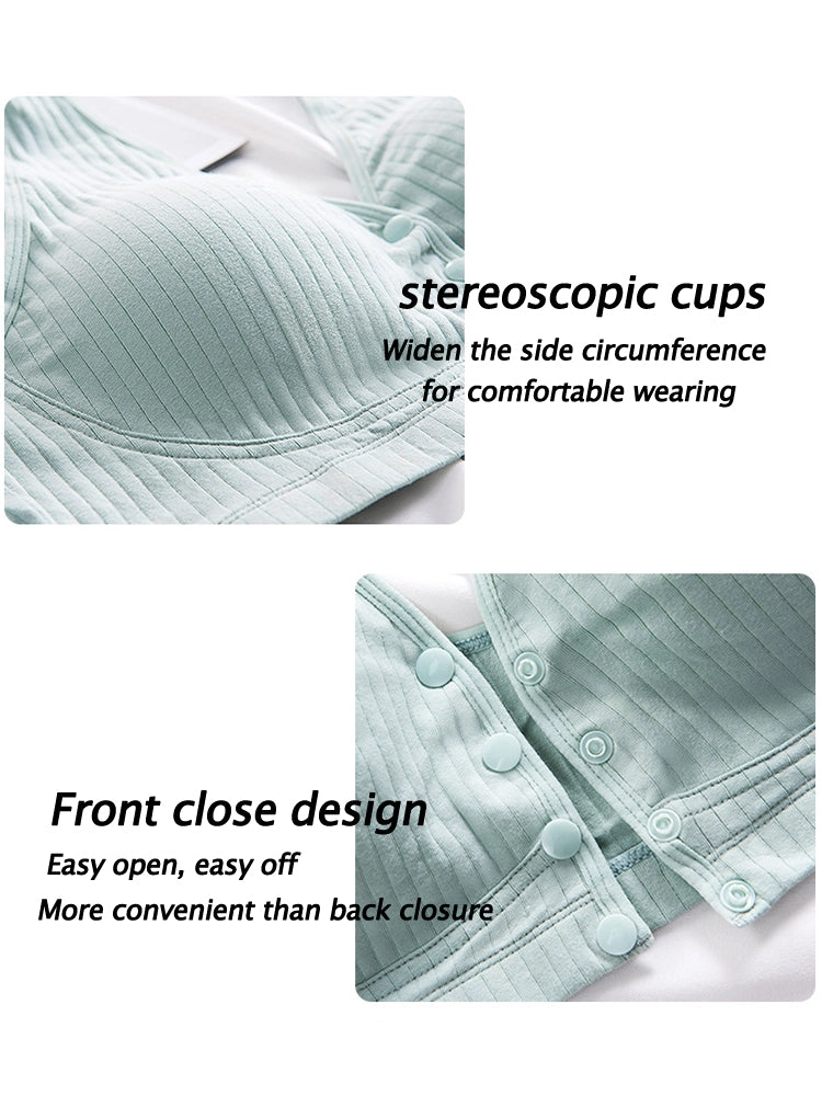 Comfort Cotton Thin Front Button Close Wireless Bra