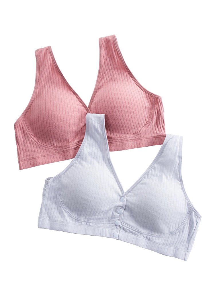 Comfort Cotton Thin Front Button Close Wireless Bra