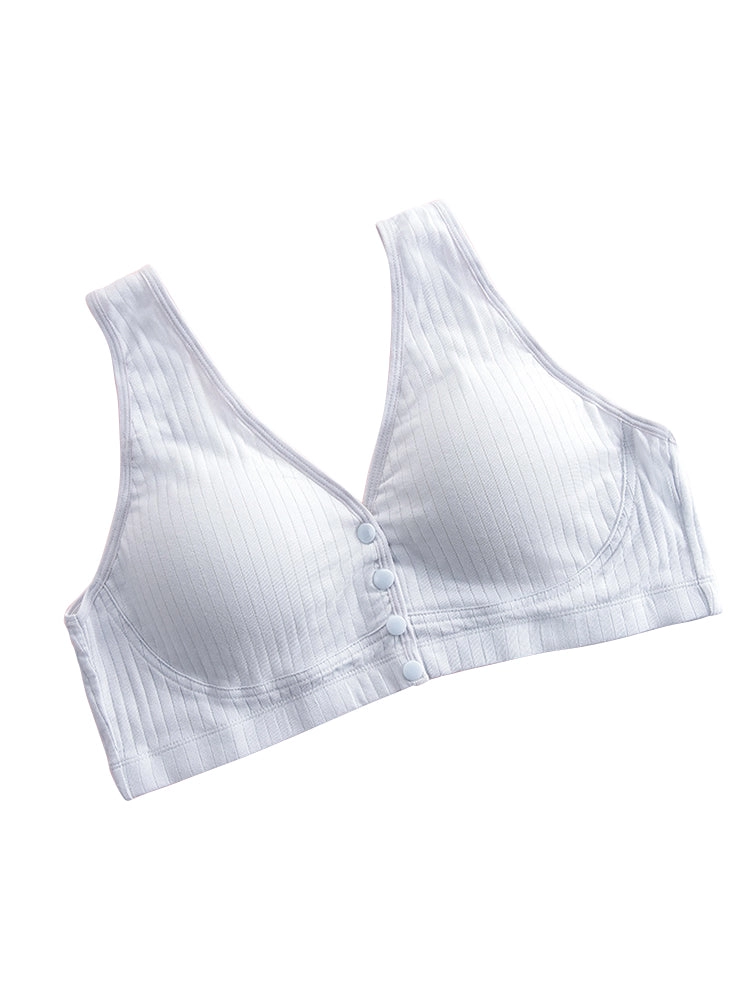 Comfort Cotton Thin Front Button Close Wireless Bra