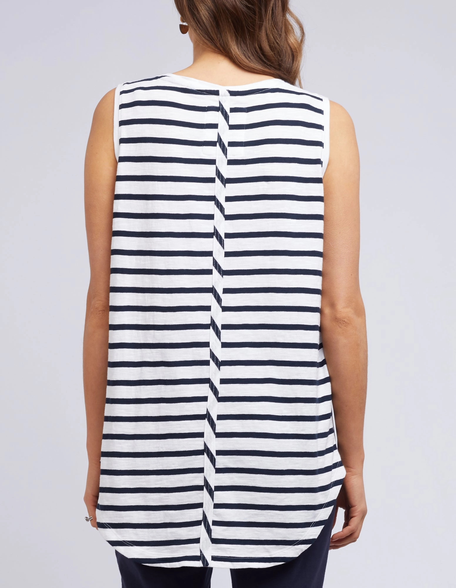 Elm Scoop Tank White & Navy Stripe
