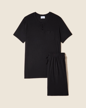 Ensemble Pyjama Haut À Col Rond Et Short Pour Hommes