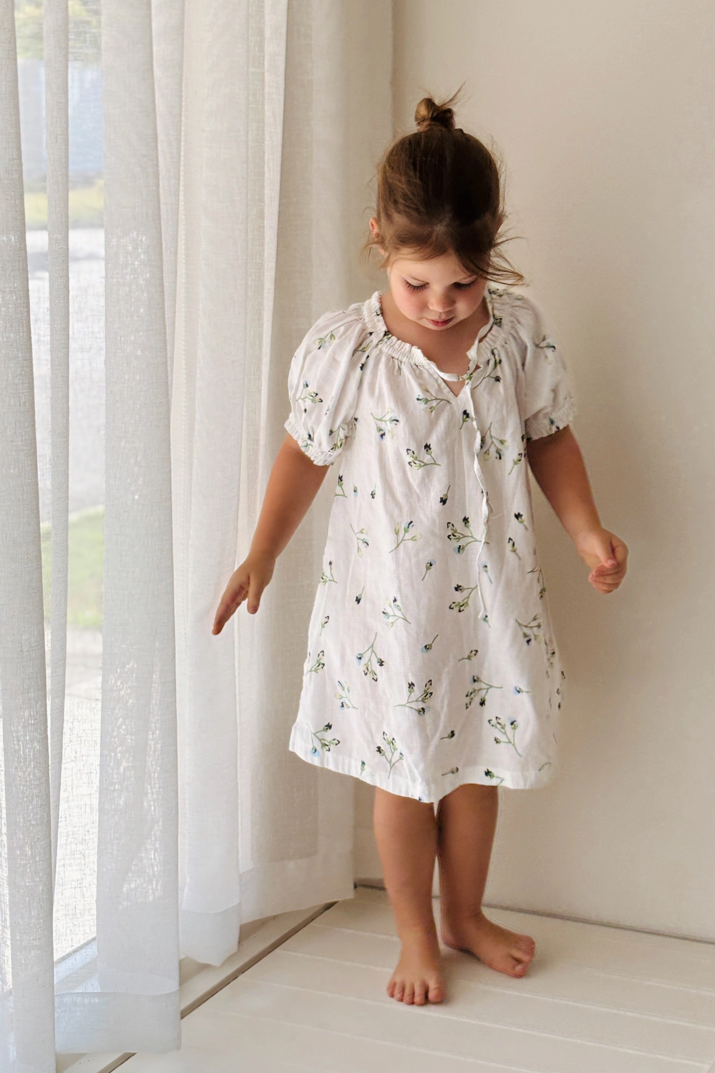 Girls Molly Lounge Dress - Lyocell Linen - Bluebell