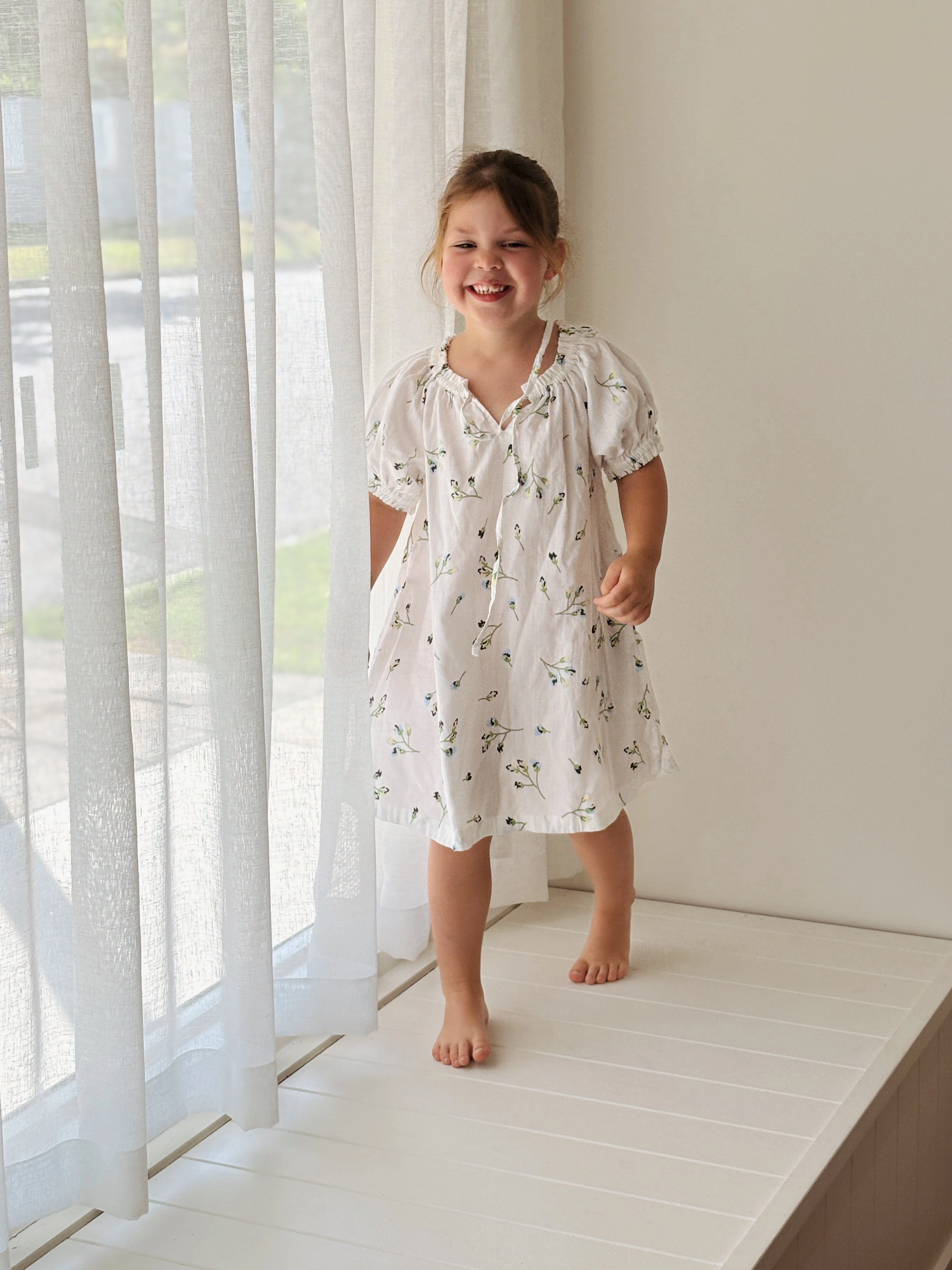 Girls Molly Lounge Dress - Lyocell Linen - Bluebell