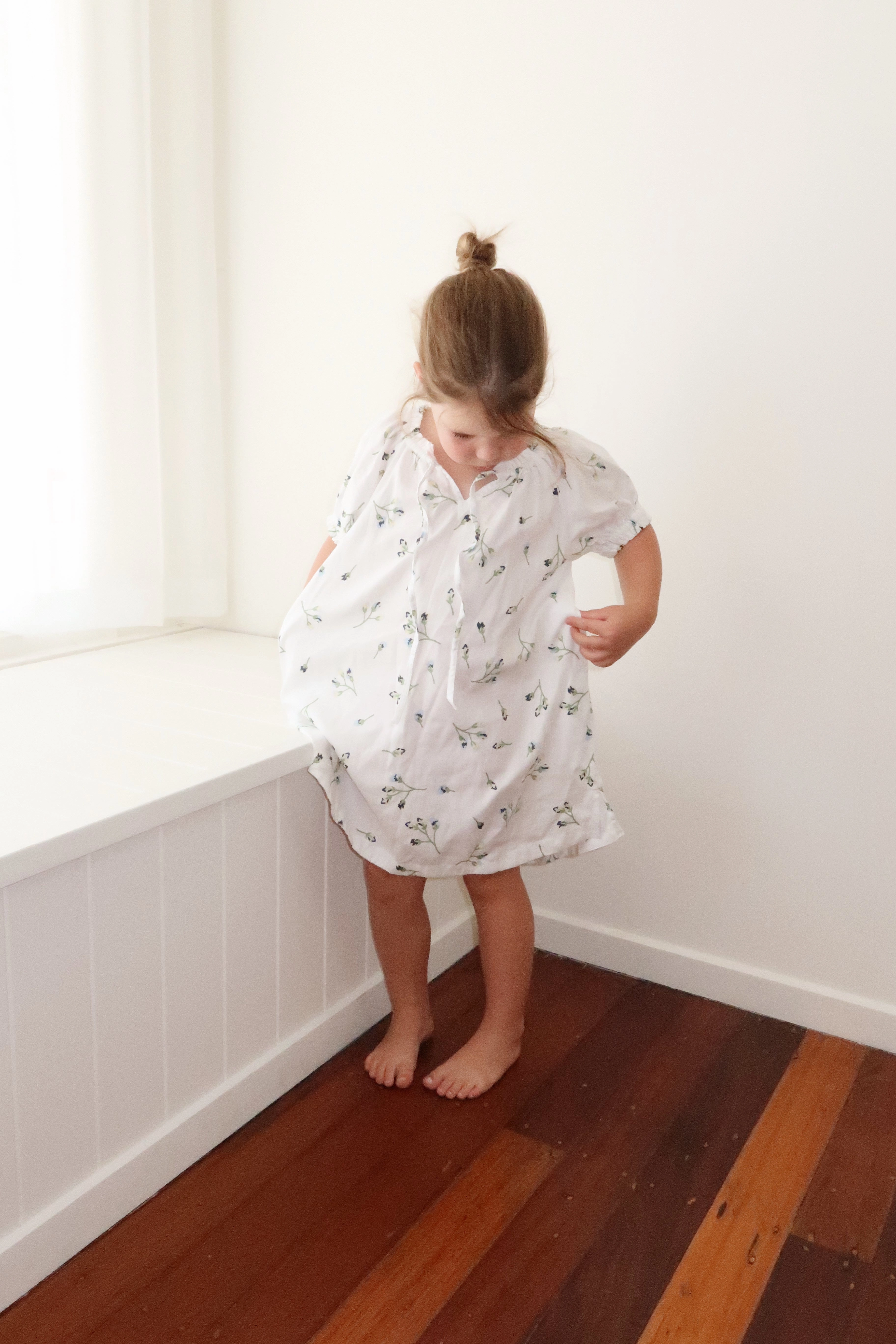 Girls Molly Lounge Dress - Lyocell Linen - Bluebell