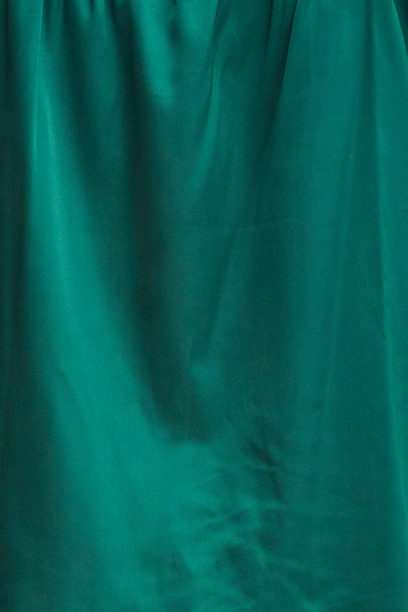 Green Satin Pajamas Set Sleeveless