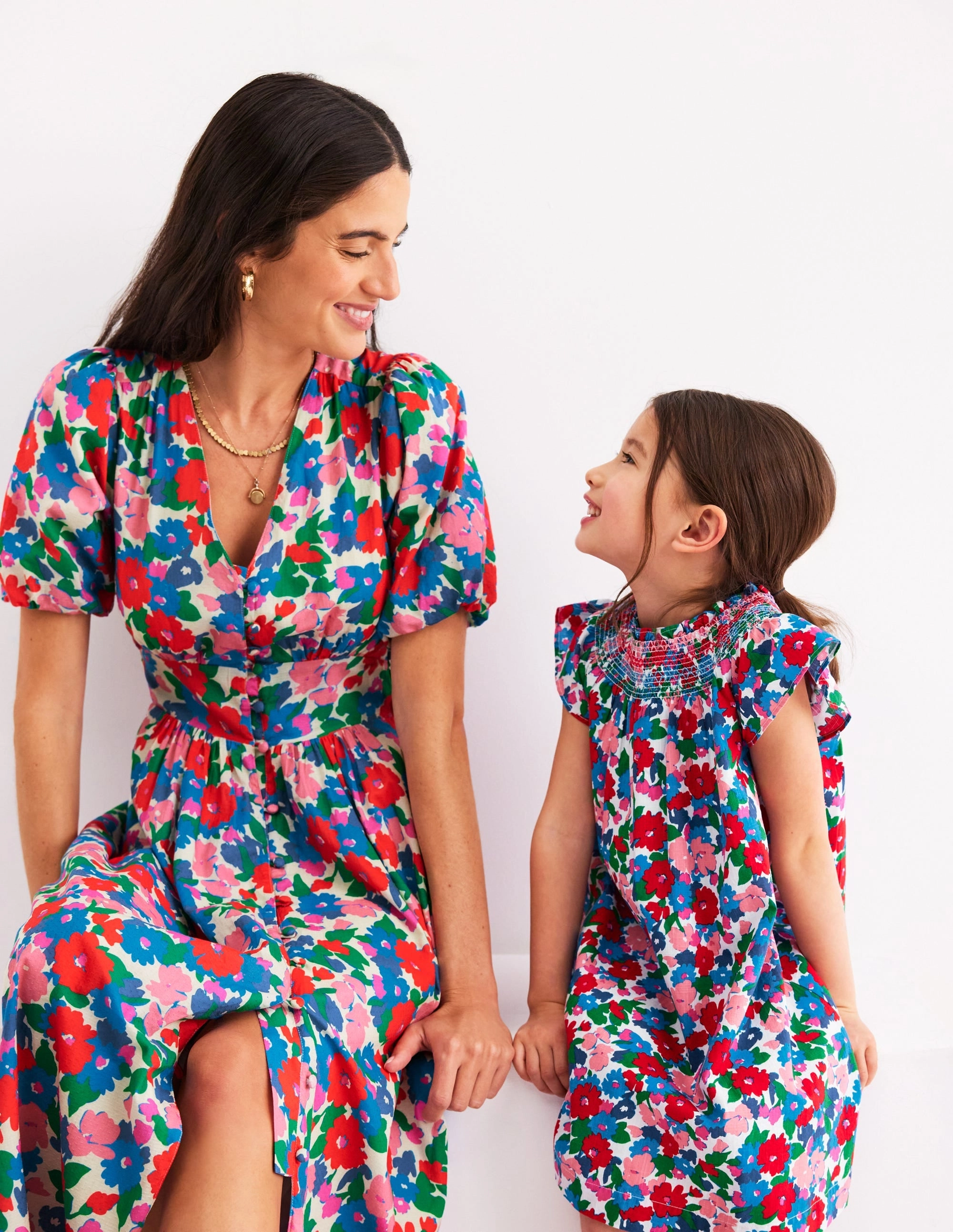 Holiday Smocked Dress-Multi Floral