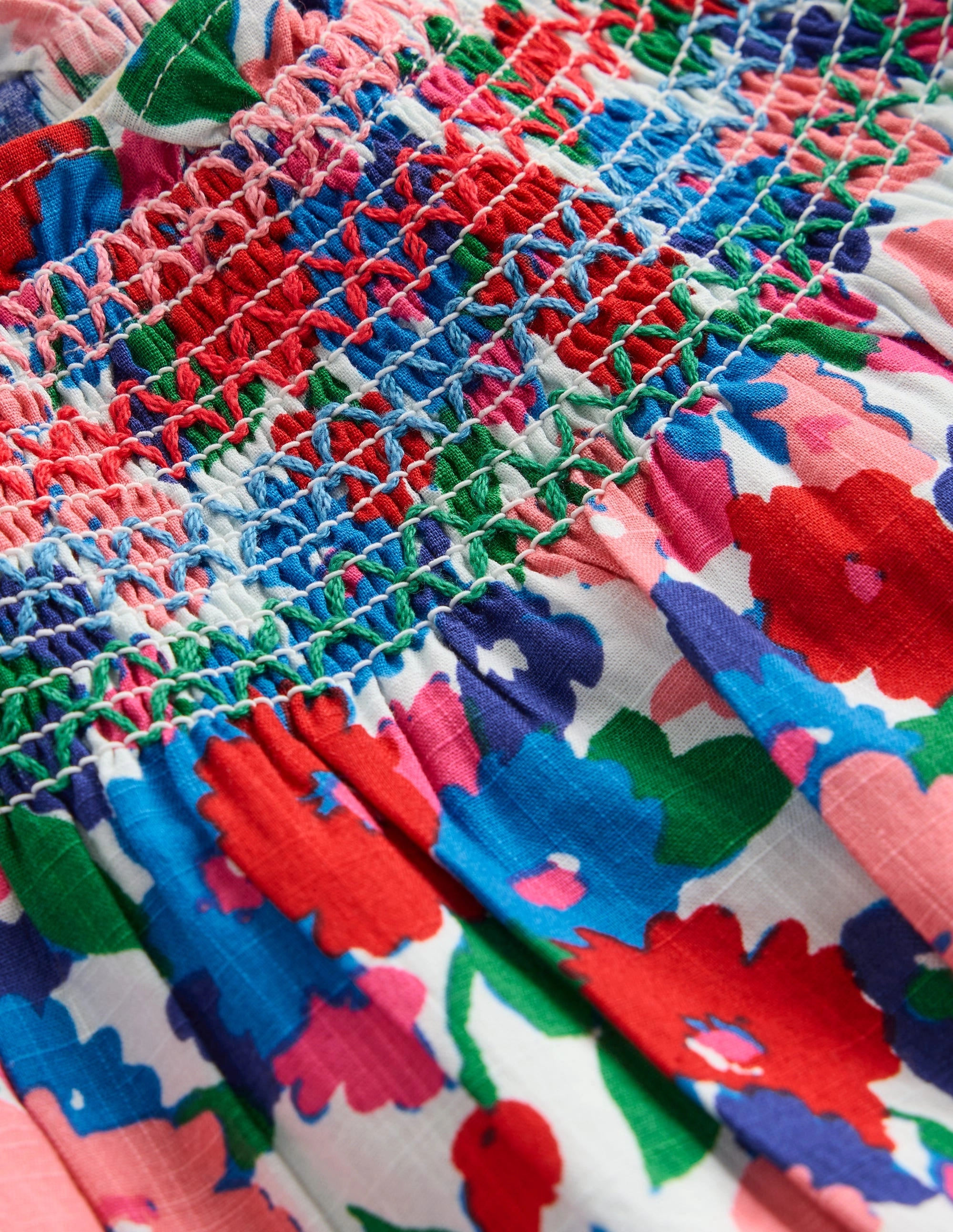 Holiday Smocked Dress-Multi Floral