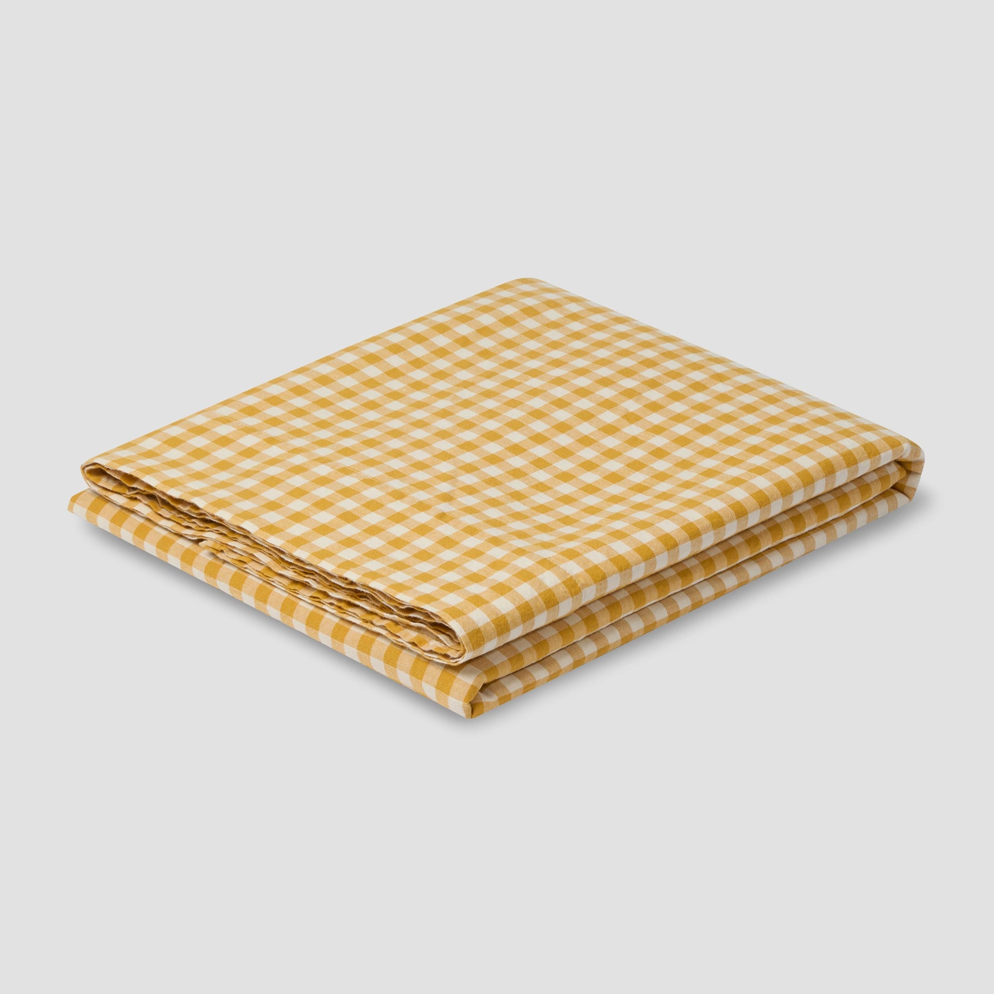 Honey Gingham 100% Linen Flat Sheet