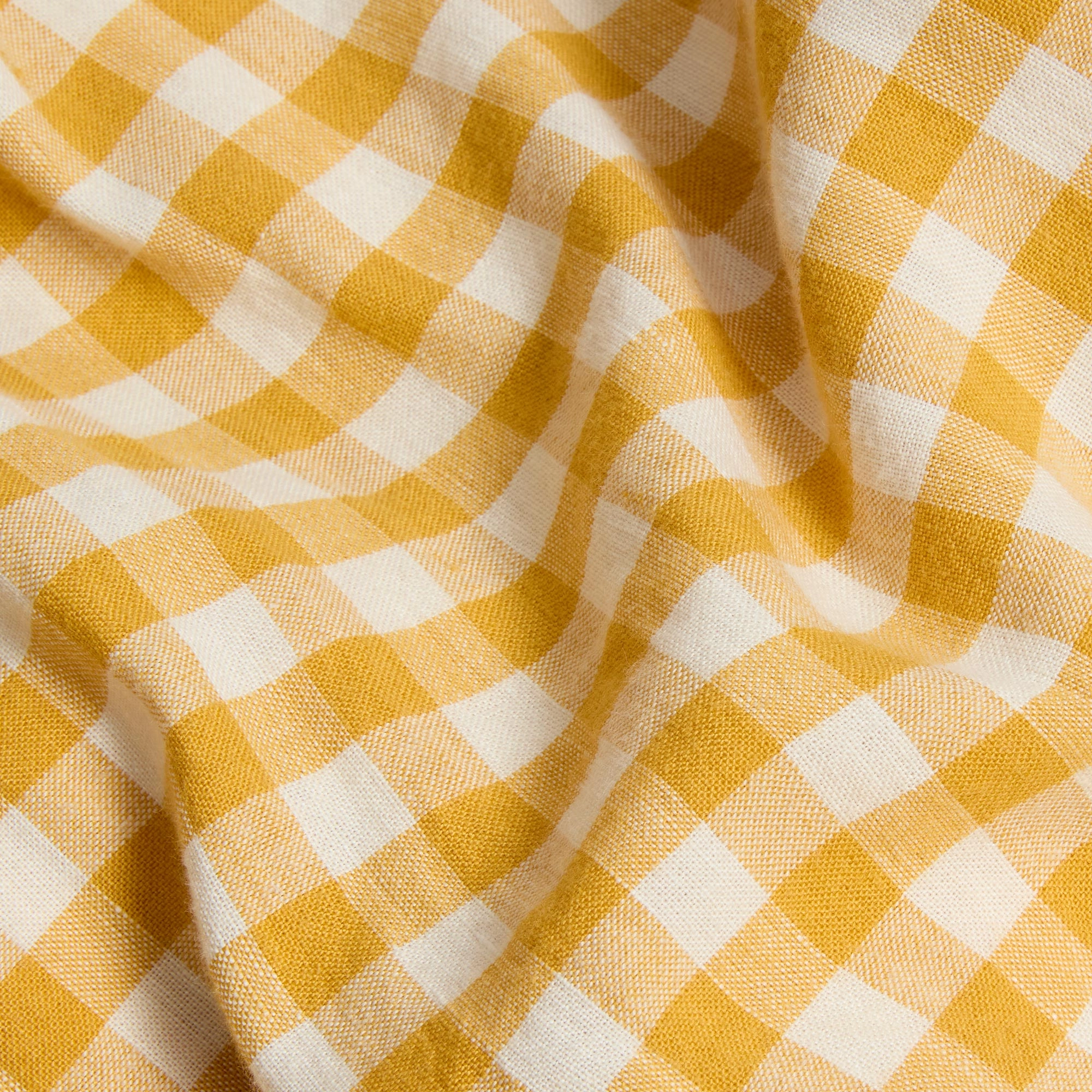 Honey Gingham 100% Linen Flat Sheet