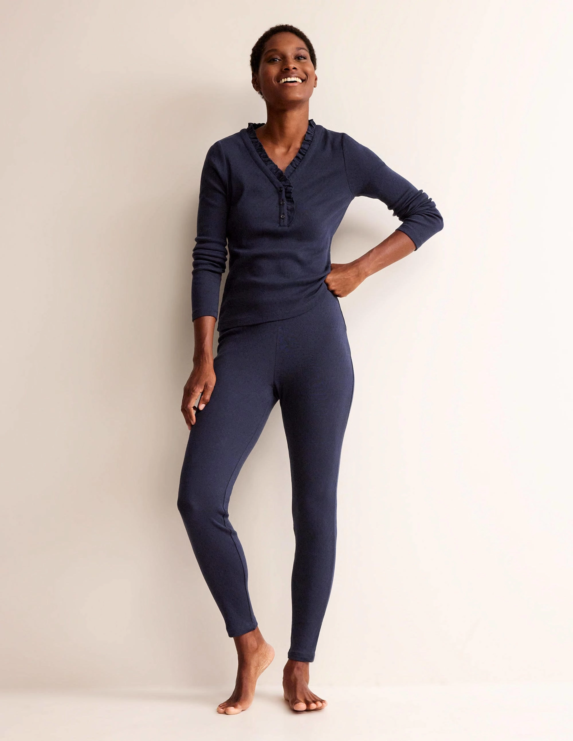 Jersey Pyjama Leggings-Navy