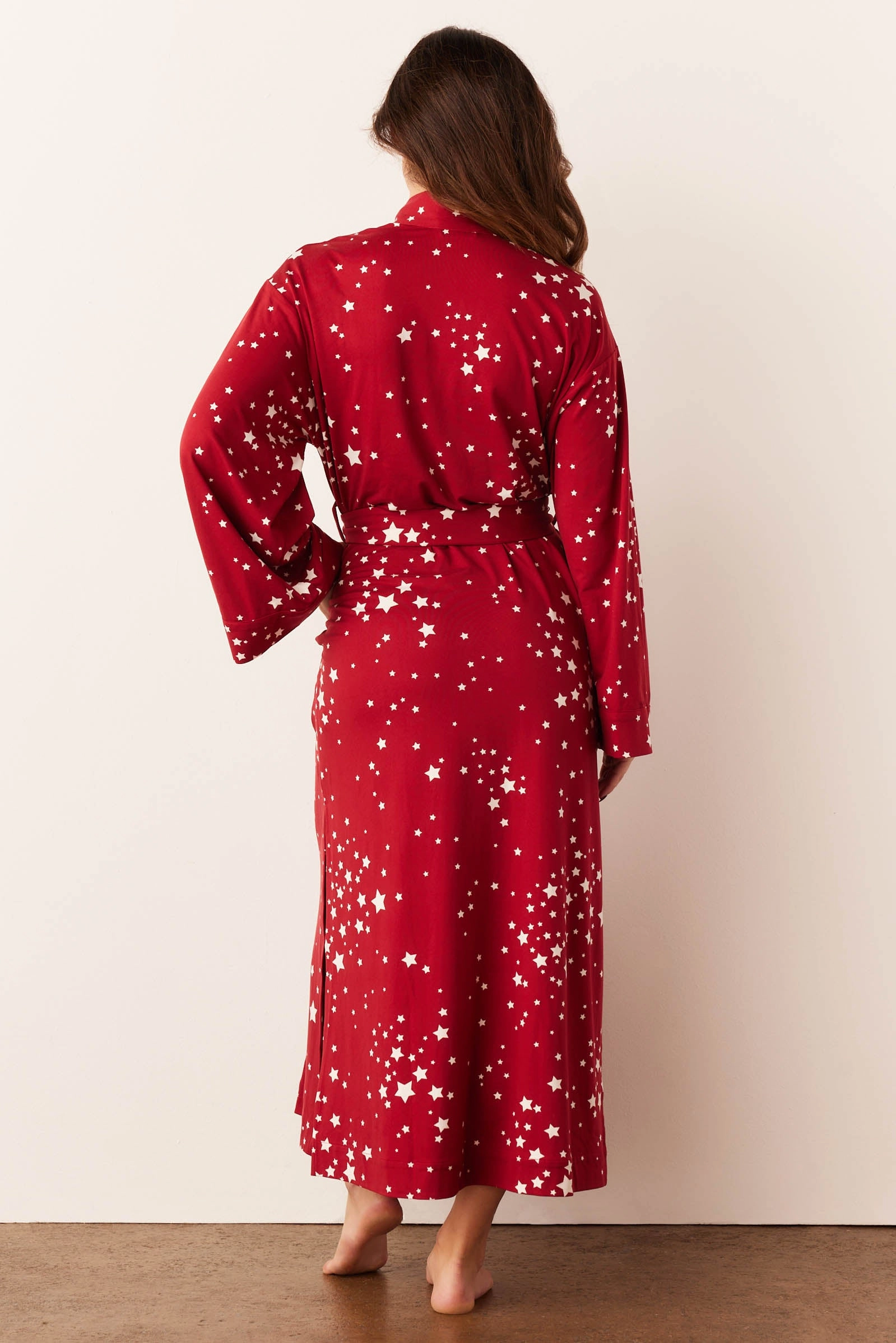 Kaia Kimono Robe | Red Stars