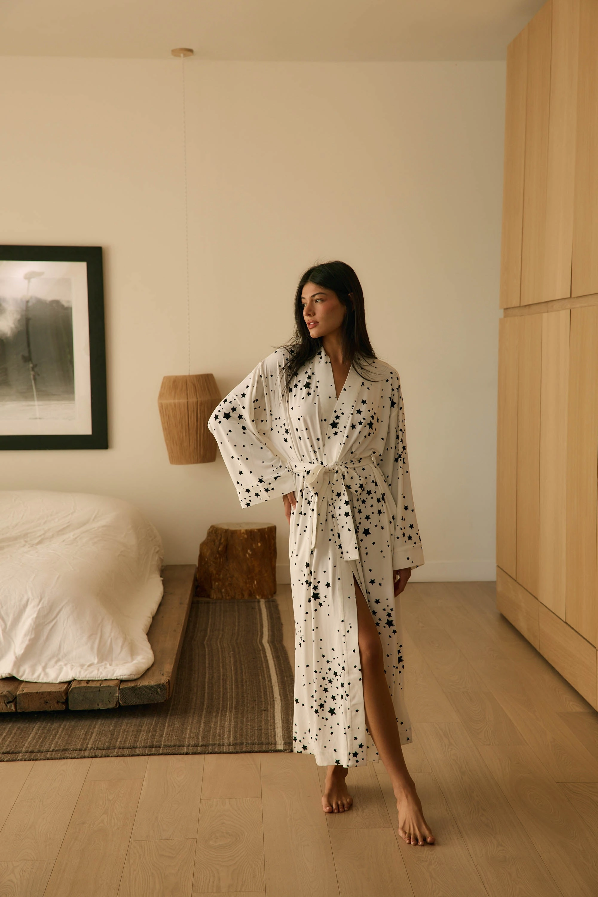 Kaia Kimono Robe | White Stars