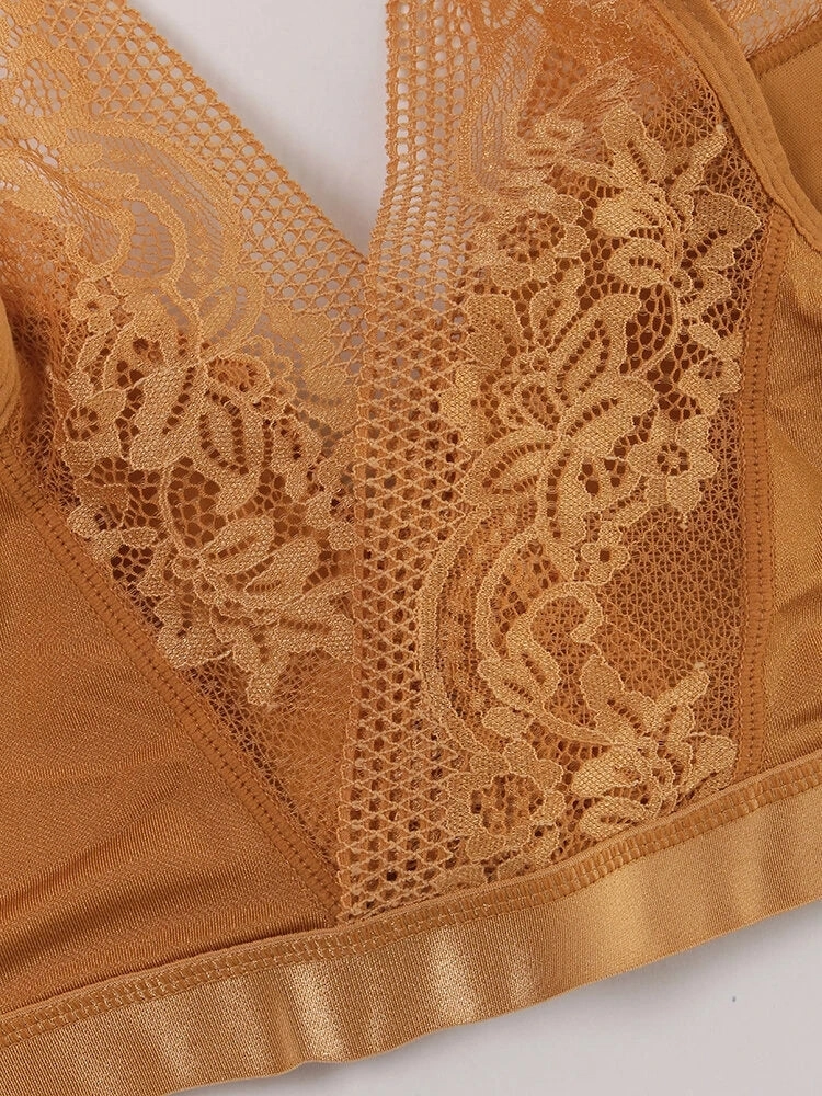 Lace V-Neck Beauty Back Front Closure Support Bra