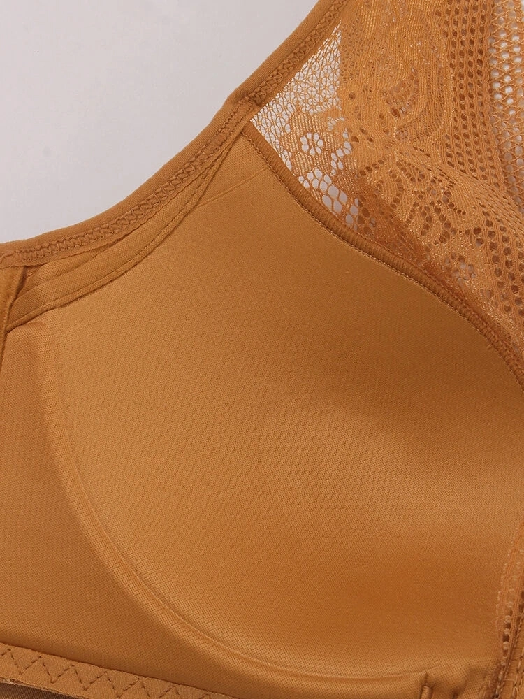 Lace V-Neck Beauty Back Front Closure Support Bra