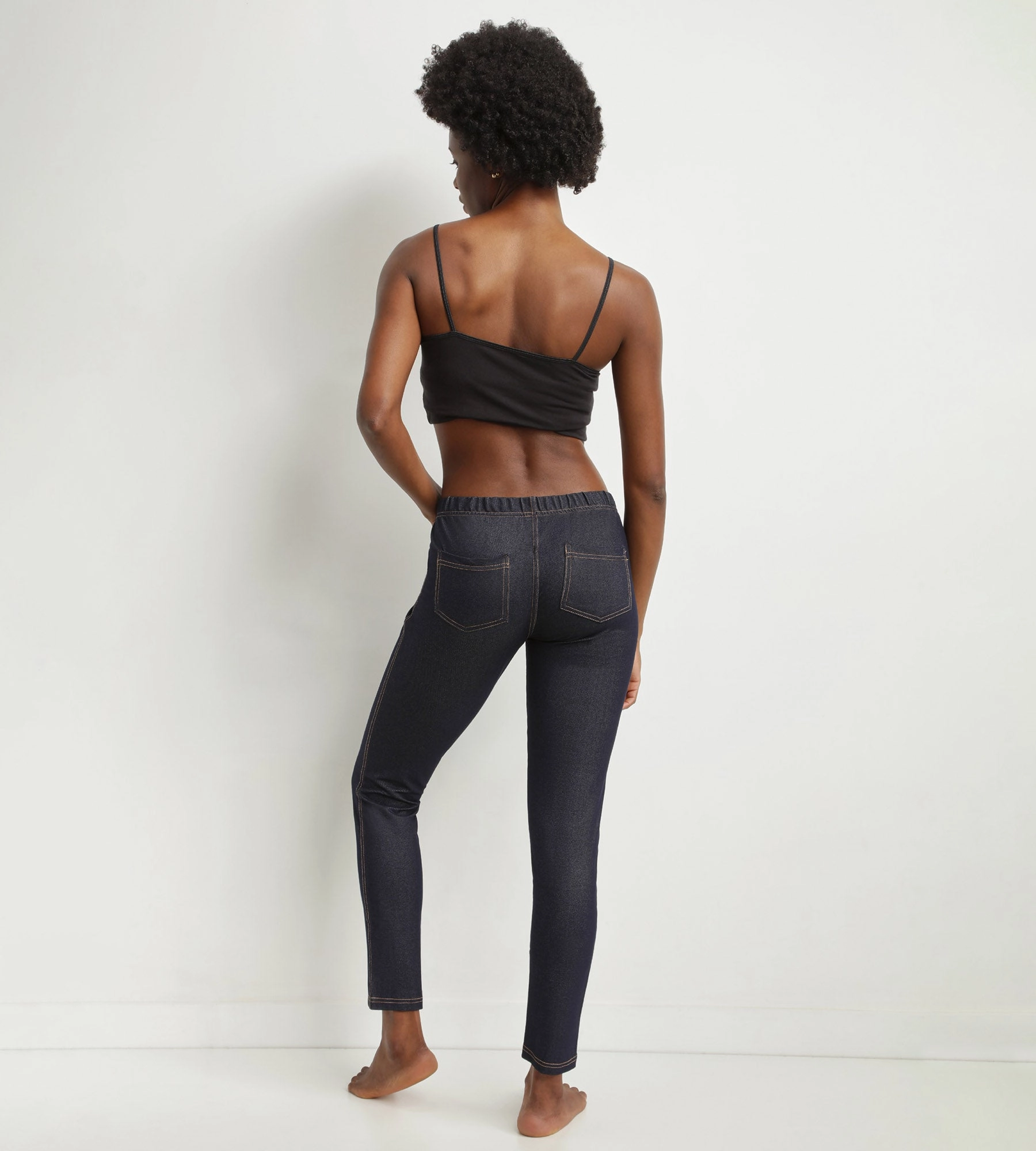 Legging femme effet jean Bleu Marine avec poches Dim Relax & Go