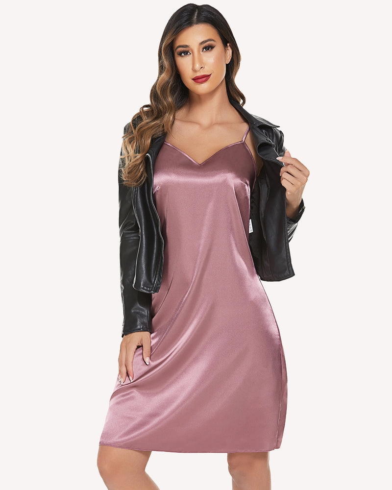 Leopard Print Sleepwear Satin Slip Dress