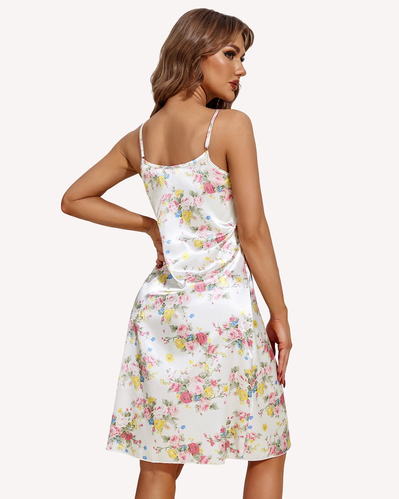 Leopard Print Sleepwear Satin Slip Dress