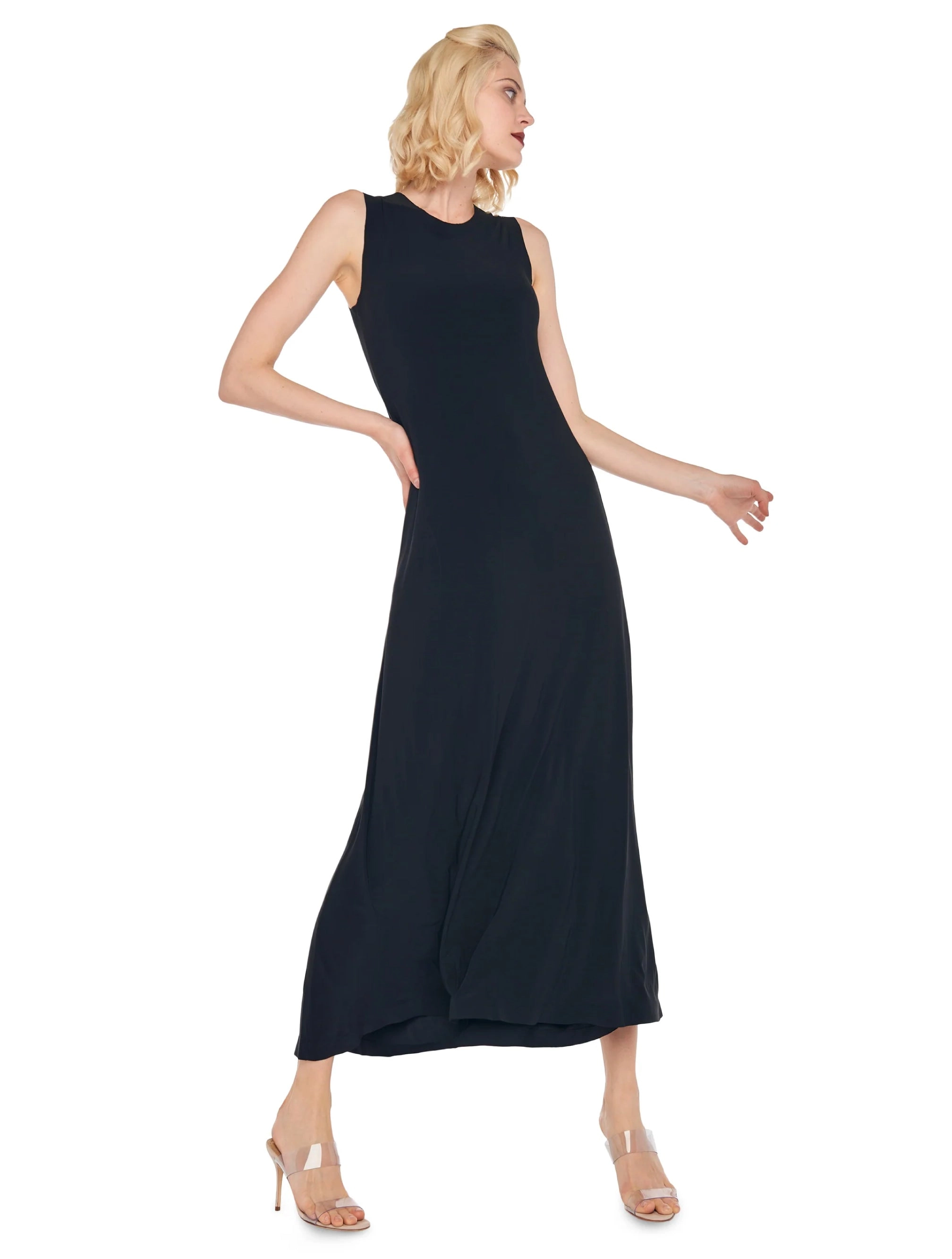 Long Dress in Black Stretch Jersey